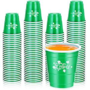 lot 1987 image: Gerrii 100 Pcs 2 oz St. Patricks Day Shot Cups Disposable Plastic Shot Cups St. Patricks Party Favor for Birthday Irish Party Decoration Supplies (Clover)
