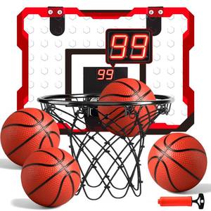 lot 1995 image: LovesTown Indoor Basketball Hoop for Kids, Door Basketball Hoop with Electronic Scoreboard LED Lighting Birthday Toys Gifts for Boys Girls