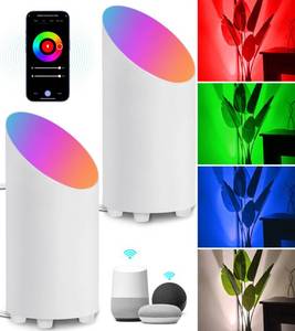 lot 7406 image: SUNVIE Smart Floor Can Light 5W RGBW Color Changing Up Lights Indoor with Timer 2700K-6500K Floor Spotlight Dimmable Uplighting Indoor Uplights for Plant Corner, APP Control Alexa & Google Home, 2PCS