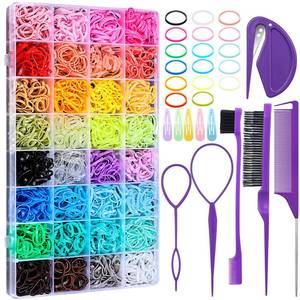 lot 7410 image: Auroray 32 Colors Small Hair Rubber Bands with 16 Styling Tools, 2000 Pcs Elastic Girl Baby Hair Ties, Mini Bands with Elastic Cutter, Hair Accessories Xmas Stuff for Girls Baby Toddlers Kids