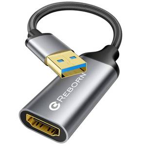 lot 7414 image: Reborn USB to HDMI Adapter, 1080P60Hz USB 3.0 Male to HDMI Female Multi-Display Cable Converter Suitable for Macos Windows 781011 - Driver Installation is Required