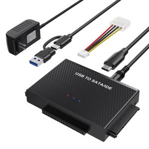 lot 7420 image: USB 3.0 to SATA IDE Adapter Hard Drive Reader, USB  Type C to External Hard Drive Disk HDD Converter Kit for Universal 2.5 3.5 IDE HDD, 2.5 SSD, with 12V2A Power Adapter