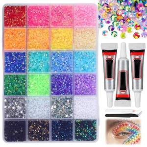 lot 7423 image: Colorful DIY Resin Rhinestone Kit for Bedazzling,Resin Jelly Rhinestones for Bedazzling,Multicolor Flatback Gems for Diamond Art 3Pcs Jewelry Glue for Bedazzled Nail Art (24000)