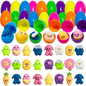 lot 7438 image: JoFAN 24 Pack Plastic Prefilled Easter Eggs with Easter Mochi Squishy Toys Inside for Kids Boys Girls Toddlers