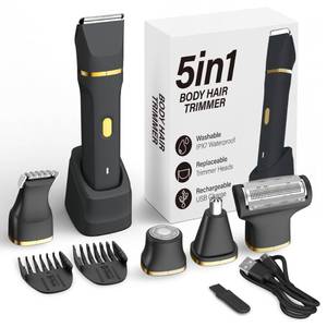 lot 7440 image: KINGTEE 5-in-1 Electric Bikini Trimmer for Women IPX7 Waterproof Shaver, Cordless Body &amp Facial Razors for Women, Ceramic Blades, USB-C Rechargeable, Painless Hair Removal Kit (Black)