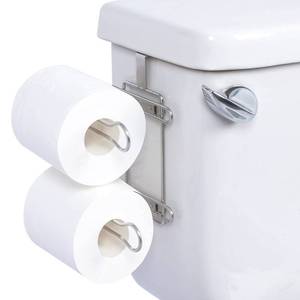 lot 7444 image: TQVAI Over the Tank Toilet Paper Roll Holder Stainless Steel Bathroom Tissue Storage Rack, Chrome Finish