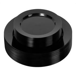 lot 7487 image: Bestluck 50PCS Plastic Plates for 25 Guests - 25 Dinner (10.25 inch) and 25 Dessert (7.5 inch) Black Disposable Plates for Party, Wedding and Dinner