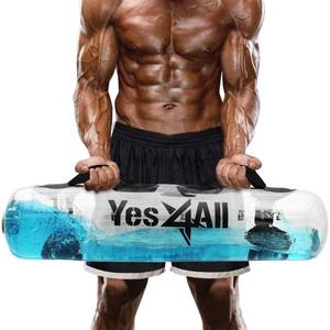 lot 7504 image: Yes4All Aqua Bag for Workout 45-80lbs, Physical Training Water Weight Bag for Strength & Balance, Portable, Durable & Versatile for Indoor and Outdoor Use, Clear & Dark Blue,