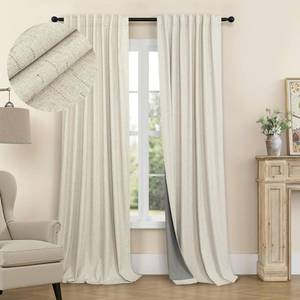 lot 7510 image: Pitalk Short Black Out Curtains 58 Inch Long for Bedroom 58 Inch Length Window Treatments Blackout Linen Boho Kitchen Thermal Drapes for Summer Heat Living Dining Room Bathroom 2 Panels Set Tan Beige