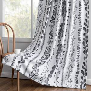 lot 7518 image: MEETSKY Boho Blackout Leaves Patterned Curtains 72 Inch Long 2 Panels Set for Bedroom, Room Darkening Dark Grey Drapes for Living Room, Thermal Insulated Rod Pocket Back Tab Window Treatment, 50Wide