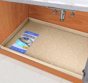 lot 7526 image: SIKADEER Silicone Under Sink Mats for Kitchen Waterproof 34 x 22, Raised Edge Cabinet Protector Shelf Liner, Bathroom Organizers and Storage Boot Tray Pet Mat