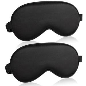 lot 7531 image: Sleep Mask for Women and Men 2 Pcs Eye Mask for Sleeping Adjustable Strap Blackout Silk Sleep Eye Masks Soft Eye Covers Blindfolds Black 2 Pack