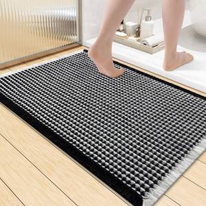 lot 7537 image: Smiry Waffle Bath Mat 36x24, Extra Soft Absorbent Bathroom Rugs, Non Slip Machine Washable Quick Dry Bath Rugs for Bathroom Floor, Tub, Shower, Home Decor Accessories, Black & Cream