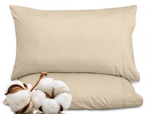 lot 7538 image: ROYALE LINENS 300 Thread Count 100% Long Staple Combed Cotton Pillowcases Set Of 2 - Ultra Soft - Standard Bed Pillow Cover - 20x26 - Breathable, Cool & Crisp Percale Cream Pillow Cases (Std, Cream)