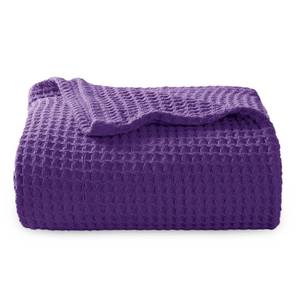 lot 7545 image: Bedsure Gentlesoft 100% Cotton Throw Blanket for Couch 50x70 inches - Breathable and Soft for Spring Summer, Waffle Weave Throw Blanket for Office, Purple