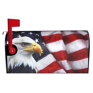 lot 7548 image: FATTTYCY USA Bald Eagle American Flag Mailbox Covers Magnetic Standard Size 18 X 21 Patriotic Mailbox Cover Decorations Wrap