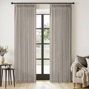 lot 7560 image: MIULEE Pinch Pleated Thick Linen Curtains 90 Inches Long 2 Panels for Living Room Bedroom, Linen Textured Memory Trained Pleat Drapes Back Tab Light Filtering Taupe Window Curtains with Hooks