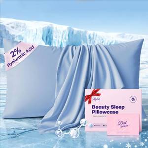 lot 7561 image: Instant Chill Cooling Pillowcase for Hot Sleepers, 2% HA Infused Pillowcase Hydrates Skin & Hair, Reduces Wrinkles & Frizz, Softer Than Silk Pillow Cases, Pillow Covers Standard (Haze Blue, 1 Pack)