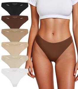lot 7564 image: DHFBABY Thongs for Women Breathable Seamless Stretch Underwear Soft Low Waist Ladies T-back Panties 6 Pack (US, Alpha, Medium, Regular, Regular, A-6 Pack-6 Color)