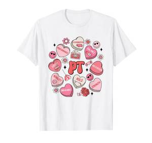 lot 7568 image: Physical Therapy Groovy Valentines Day Heart Candy PT PTA T-Shirt L Blue