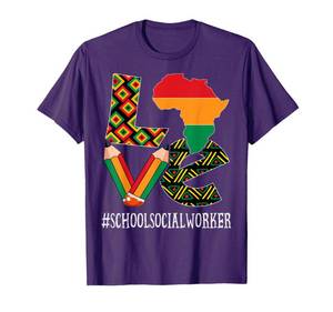 lot 7578 image: School Social Worker Love Map African Black History Month T-Shirt S