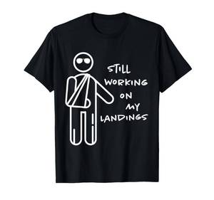 lot 7580 image: Broken Arm Kids Get Well Working on Landings Funny Gift T-Shirt M Pink