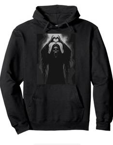 lot 7581 image: Scary Face Horror Poster Halloween Pullover Hoodie Purple L