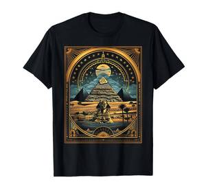 lot 7588 image: egypt sphinx and pyramids illustration pharaoh egyptian T-Shirt Gray L