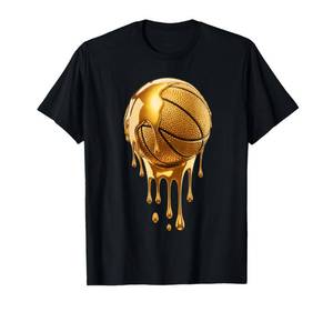 lot 7632 image: Gold Dripping Basketball Trendy Urban Respect The Drip T-Shirt 3XL
