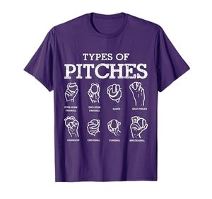 lot 7636 image: Types Of Pitches Softball Baseball Team Sport T-Shirt T-Shirt Blue M
