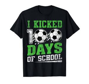 lot 7637 image: I Kicked 100 Days Of School Soccer Boys Girls Happy 100 Days T-Shirt M