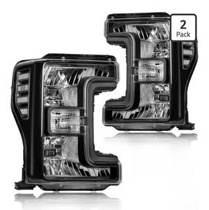 lot 1030 image: Headlight Assembly, Headlights Kit Compatible with 2017-2019 Ford F250 F350 F450 F550 Super Duty Fits Models with Halogen Headlights Only Replacement Headlamp Black Housing Clear Reflector