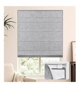 lot 1034 image: LazBlinds No Tools No Drill Cordless Roman Shades for Windows, Blackout Thermal Insulated UV Blocking Window Blinds, Lightweight Fabric Blinds for Indoor Windows, 29 W x 60 H, Blackout - Grey