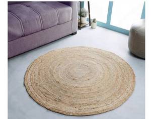 lot 2014 image: Hausattire Hand Woven Jute Braided Rug, 4 Round Natural, Reversible Boho Entry Area Rugs
