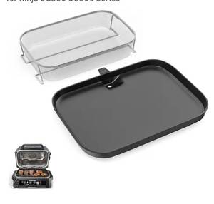 lot 2040 image: Grill Griddle Plate with Fryer Basket for Ninja Woodfire Grill Outdoor OG850 OG951 Accessories Non-Stick Flat Top Griddle Pan with Stainless Steel 304 Mesh Basket for Ninja OG800 OG900 Series