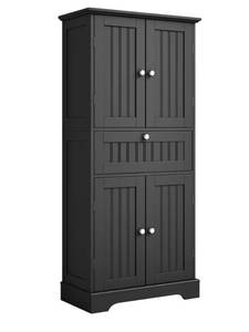 lot 2061 image: ChooChoo 51 H Tall Bathroom Floor Cabinet, Modern Bathroom Storage Cabinet with Drawer and Adjustable Shelves,