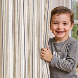 lot 2074 image: jinchan Colorful Linen Curtains for Nursery Living Room Multi Blue on Beige Striped Curtains for Bedroom Cute Ticking Stripe Farmhouse Baby Boys Kids Room Light Filtering Grommet 2 Panels 84 inch