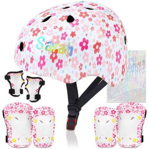 lot 2077 image: Kids Helmet, Toddler Bike Helmet with DIY Stickers Unicorn Knee Pads and Elbow Pads Set Adjustable Protective Gear Set for Girls Age 3-5-8 Years fit Roller Skates, Bicycle, Skateboarding, Scooter