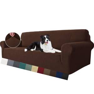 lot 2079 image: MAXIJIN Super Stretch Couch Cover for 3 Cushion Couch, 1-Piece Universal Sofa Covers Living Room Jacquard Spandex Furniture Protector Dogs Pet Friendly Fitted (Extra Large, Coffee)