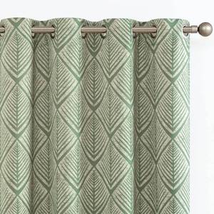 lot 2087 image: jinchan 80% Blackout Curtains for Living Room, Geometric Patterns Drapes for Bedroom, Window Treatments for Room Darkening, Grommet Thermal Insulated Curtains 84 inch Length 2 Panels, Sage Green