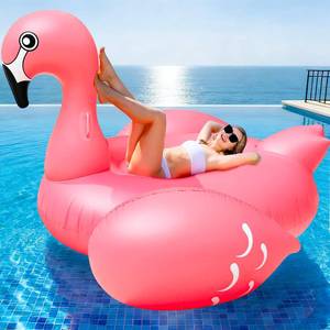 lot 2088 image: TURNMEON 102 Giant Flamingo Pool Float Inflatable Summer Beach Float Swimming Pool Party Toys Ride-on Lounge Raft Water Pool Floatie for 2-4 Multi Players Adults Lake Floats, Flamingo
