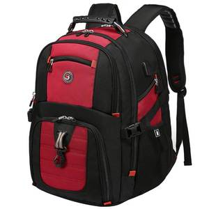 lot 2090 image: SHRRADOO Extra Large 50L Travel Laptop Backpack with combination lock, College High School Backpack Airline Approved Business Work Bag Fit 17 Inch Laptops for Men Women,Red