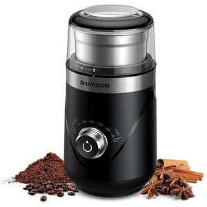 lot 2107 image: SHARDOR Electric Super Silent Blade Coffee Grinder, Timed Grind Control Rotary Knob, Adjustable Coarse to Fine for Coffee Beans, Spices & Herbs, with 1 Removable Stainless Steel Bowl, Black