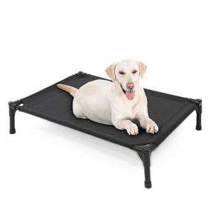 lot 2108 image: Garnpet Elevated Dog Bed for Large Dogs, Raised Dog Cot Fits Up to 120 LBs, Heavy Duty Pet Cots with Durable Supportive Teslin Recyclable Washable Mesh, Indoor & Outdoor Pet Bed, Black