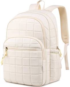 lot 2109 image: kadilong Laptop Backpack for Women College Travel,Quilted Daypack Bookbag for School Teen Girls Mochilas Mujer,Beige