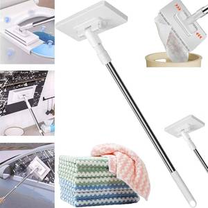 lot 2129 image: Snap Grip Mini Mop, 2026 Upgraded Disposable Dust Mop, Zero Touch Mini Mops, Convenient Cloth Changing Mops for Kitchen Counter, Foldable 100cm Adjustable Long Handle Mopping Stick (1mop5Cloth)