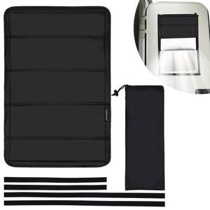 lot 2136 image: Rvingpro Magnetic RV Window Shade, 16x25, Double-Side Foldable Blackout Shade, Reflective Skylight Shade Cover for Camper, with Storage Bag, Black