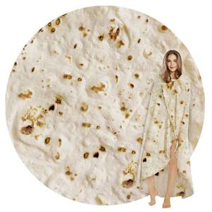 lot 2140 image: SeaRoomy Burritos Tortilla Blanket, Realistic Food Wrap Blanket Double Sided, Novelty Funny Tortilla Round Soft Blankets (Beige, 47 inches)