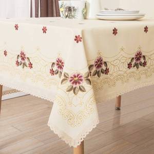 lot 2150 image: Wewoch Decorative Red Floral Print Lace Water Resistant Tablecloth Wrinkle Free and Stain Resistant Fabric Tablecloths for Kitchen Room 60 Inch by 84 Inch