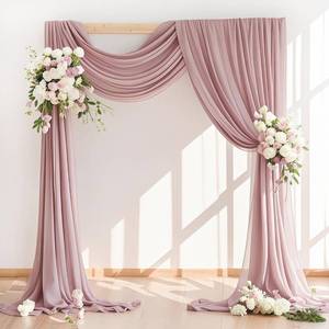 lot 2155 image: LINXTAR Wedding Arch Draping Fabric 30 x 18FT Sheer Chiffon Arch Drape Backdrop 1 Panel Dusty Rose Drape for Easter Bridal Shower Photo Booth Church Decor Birthday Party Outdoor Decoration
